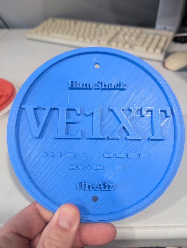 Ham Radio Callsign Plaque / Plate with the callsign VE1XT and morse code on it. 